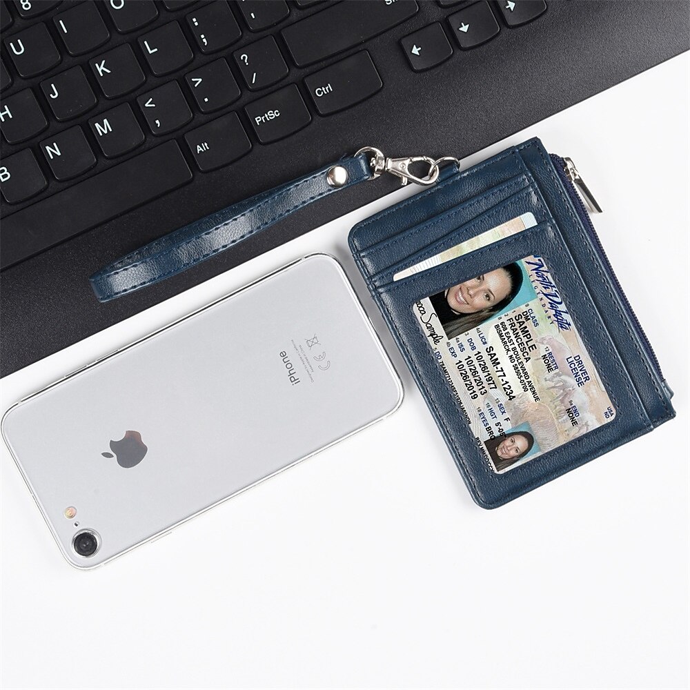 Leather Credit Card Holder Men Women Rfid Business ID Badge Case Porte Bus Card Pass Name Card Cover Slim Wallet With Lanyard 2025 - $18.99 –P7