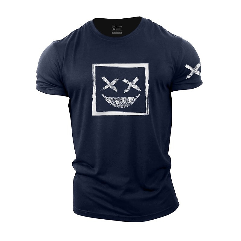 Herr Grafisk Grimas T-shirt Vardaglig stil 100 % bomull Kortärmad Grafisk Skjorta Vin Svart / Grå Svart Bekväm t-shirt Utomhus Gata Modedesignerkläder 2025 - $15.99 –P11