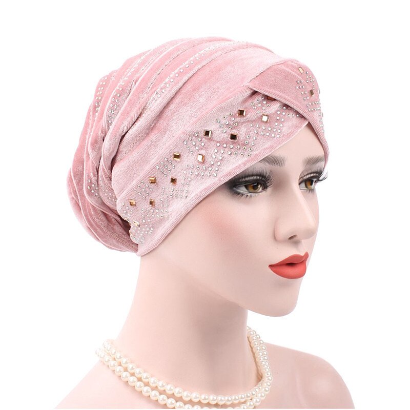 hijab interno di colore solido berretti turbante musulmano per le donne con trapano etnico islamico avvolgere testa turbante pronto da indossare hijab bonnet del 2025 a $11.99 –P15
