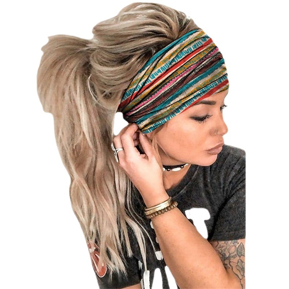 bohend boho sanka leveä jooga joustava bandeau iso päähine urheilu urheilulliset rantahiustarvikkeet naisille ja tytöille (1 kpl) 2026 - $6.99 –P5
