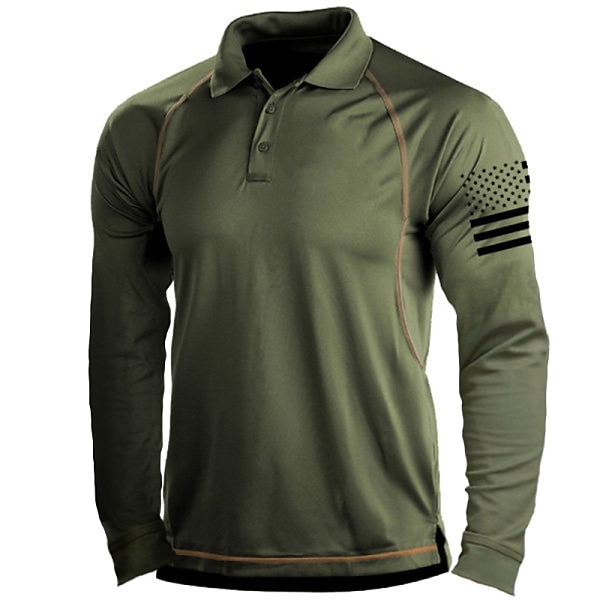 Men's T shirt Henley Shirt Long Sleeve Shirt Top Outdoor Breathable Quick Dry Lightweight Soft Polyester Black Grey Black White Fishing Climbing Camping / Hiking / Caving 2025 - $15.99 –P1
