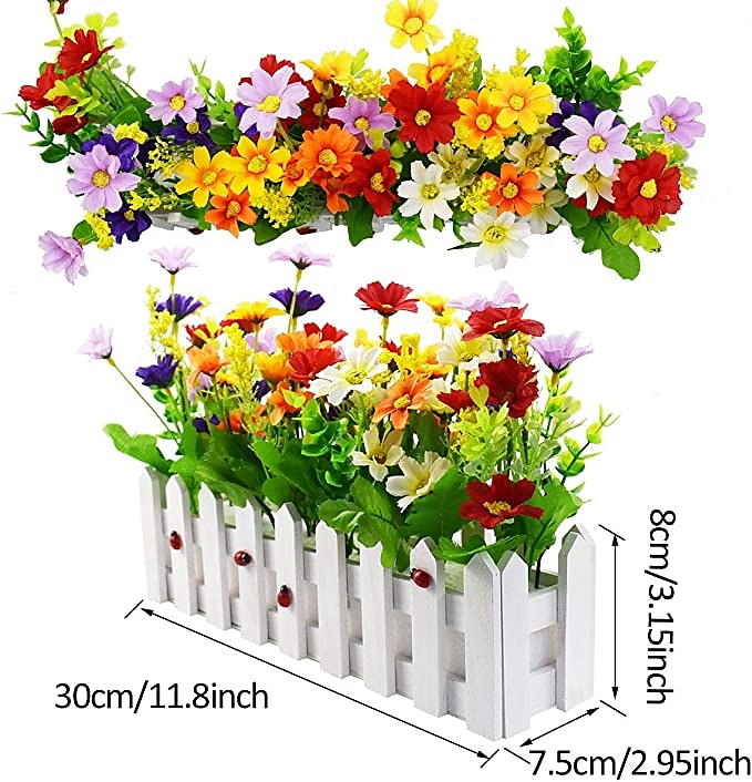 Künstliche Blumenpflanzen – gemischte Farbgänseblümchen im Lattenzauntopf für Innenbüro, Hochzeit, Heimdekoration, künstliche Blumen für Hochzeit, Bogen, Garten, Wand, Heimparty, Hotel, Büro, 2025 - $13.99 –P9
