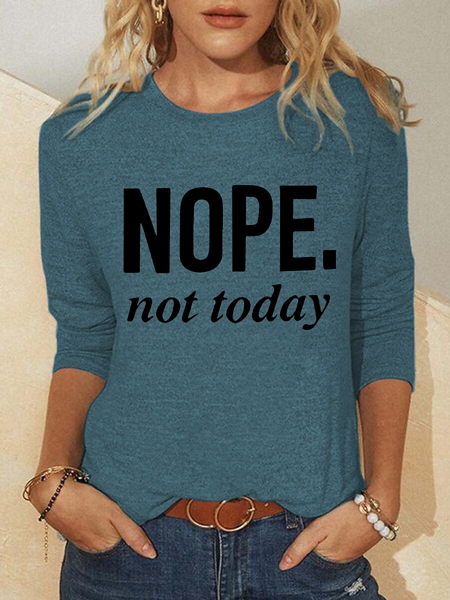 Women's Blouse Basic Letter Basic Round Neck Regular Fall Green Blue Dark Pink Khaki Dark Gray 2025 - $11.99 –P6