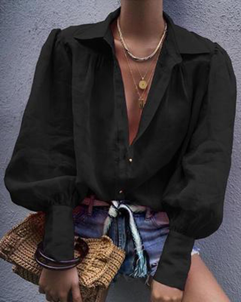 Femme Chemise Chemisier Plein Vêtement de rue Décontractées manche longue Col de Chemise Hauts réguliers Bureau Travail Entreprise Boutons Noir Blanche Rose Claire Orange Vert Printemps Automne de 2025 ? $21.99 –P4