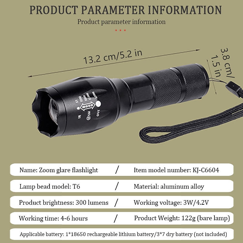 led taktisk lommelykt t6 superlys bærbar lommelykt i aluminiumslegering usb oppladbar utendørs camping taktisk blitslys 2025 - $14.49 –P5