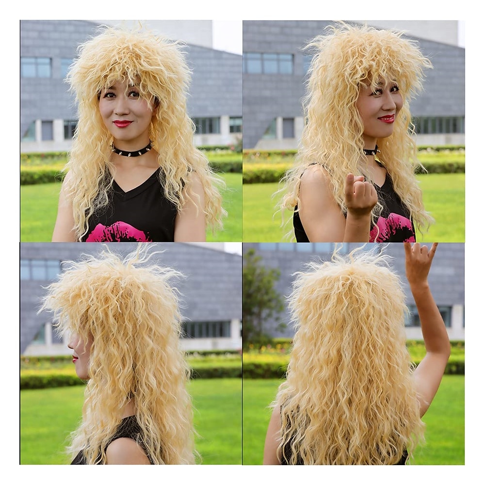 Funny mens Carnival costume Wig Mens 70s 80s Long Curly Black Rocker Costume Wig Halloween Wigs 2025 - $21.99 –P12
