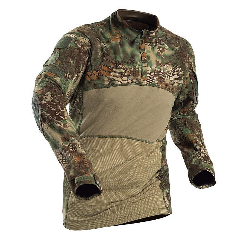 Men's Combat Shirt Tactical Military Shirt Camo / Camouflage Long Sleeve Outdoor Summer Autumn Breathable Multi-Pockets Quick Dry Sweat wicking Top Cotton Hunting Military Training Combat Jungle 2025 - $49.99 –P2
