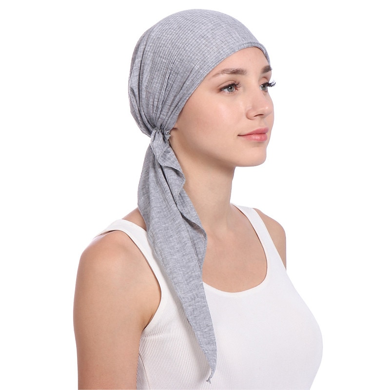 Nuevo algodón elástico color sólido envoltura cabeza bufanda sombreros musulmán turbante capó para mujeres interior hijab sombrero moda mujer turbantes gorras 2025 - $12.99 –P11