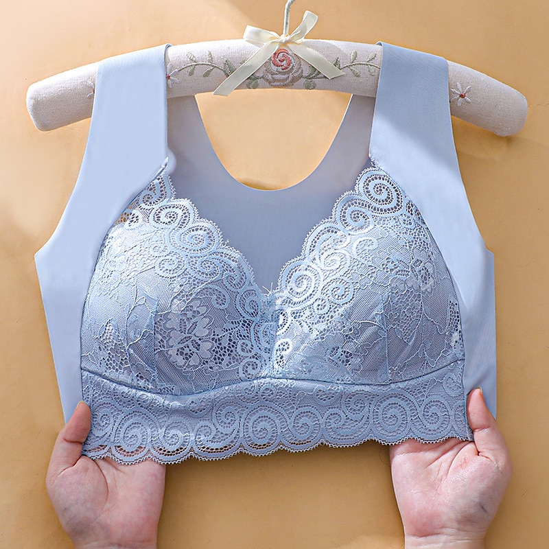 trådlösa behåar för kvinnor vadderade behåar full täckning v-hals andas push up spets ren färg pull-on stängningsdatum ledig daglig nylon sexig 1st svart blå/bh &amp; braletter / 1 st hemkläder 2025 - $11.99 –P9