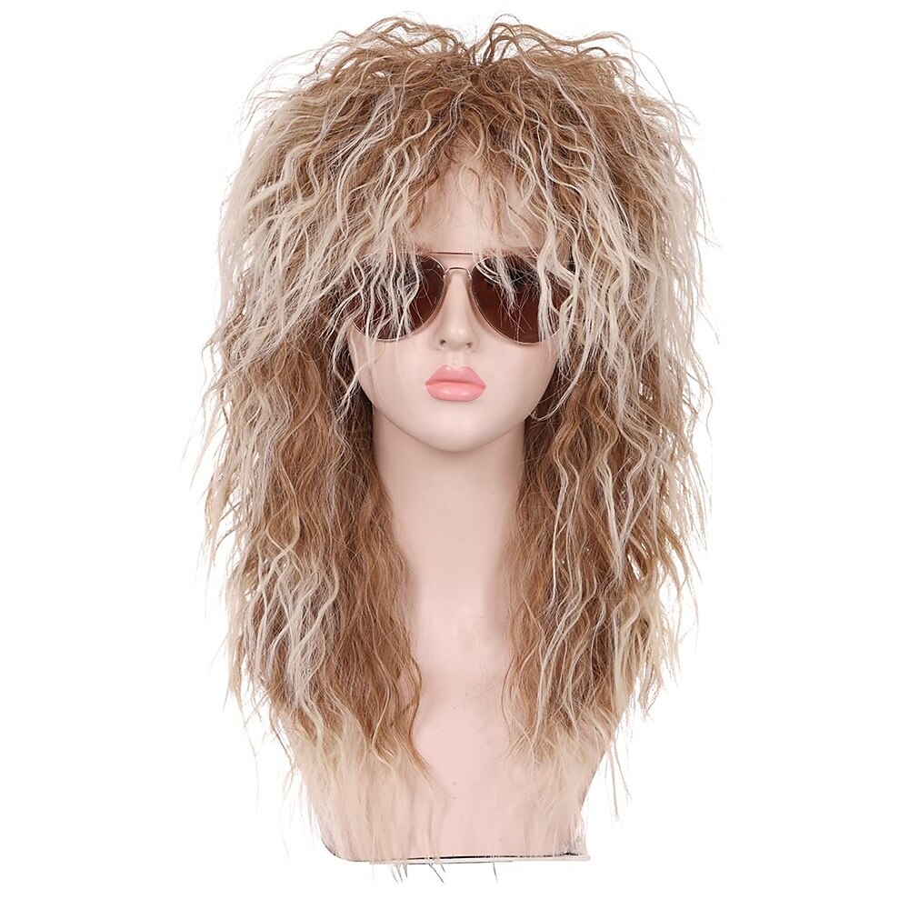 Funny mens Carnival costume Wig Mens 70s 80s Long Curly Black Rocker Costume Wig Halloween Wigs 2025 - $21.99 –P14