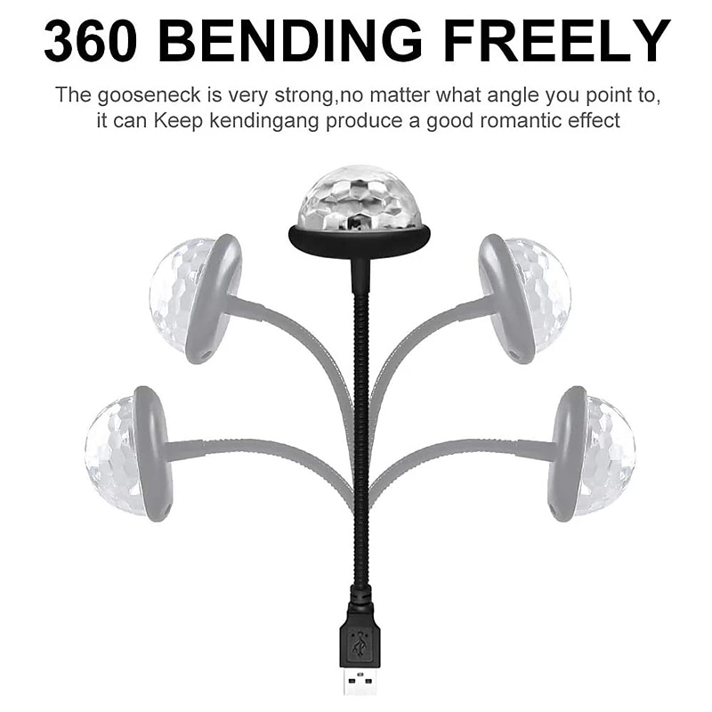 dj verlichting geluid party auto usb mini disco bal lichten rgb multi kleur auto sfeer kamer decoraties lamp magische stroboscoop 2026 - $14.99 –P6