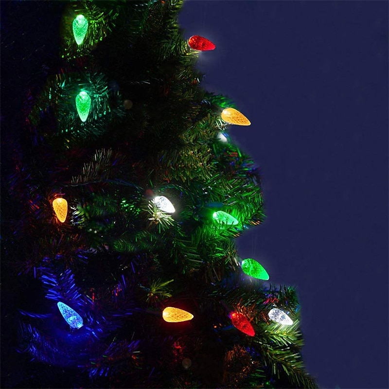 C7 Bulbs Christmas Lights with Timer - 50 LED 16.4ft Strawberry Battery String Light for Outdoor Indoor - Mini Lighting Decor Patio Wreath Garland Party Xmas Tree Christmas Decorations 2025 - $15.99 –P3
