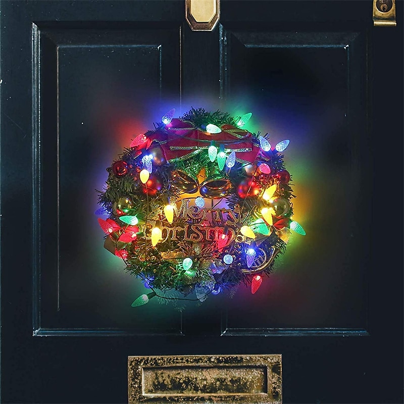 C7 Bulbs Christmas Lights with Timer - 50 LED 16.4ft Strawberry Battery String Light for Outdoor Indoor - Mini Lighting Decor Patio Wreath Garland Party Xmas Tree Christmas Decorations 2025 - $15.99 –P5