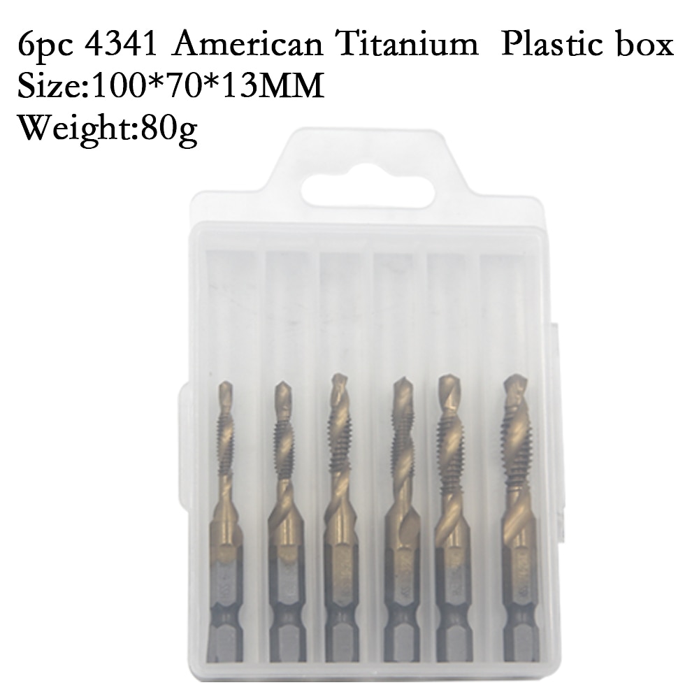 2025年 6pchss4341-複合タップドリルビットコバルトタップアメリカンコンビネーションドリルビット1/4インチ六角形クイックチェンジ金属ドリルツール  コレクション – $19.99 –P4
