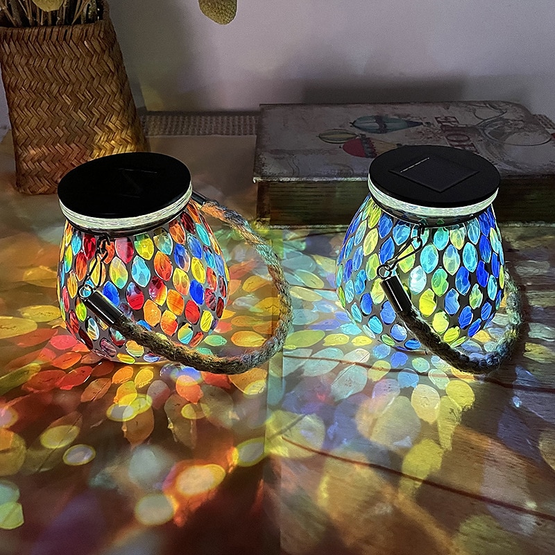 luce solare esterna a mosaico luce di proiezione lanterna appesa luce giardino impermeabile atmosfera luce notturna giardino balcone vacanza prato paesaggio casa decorazione natalizia all'aperto del 2025 a $36.99 –P9