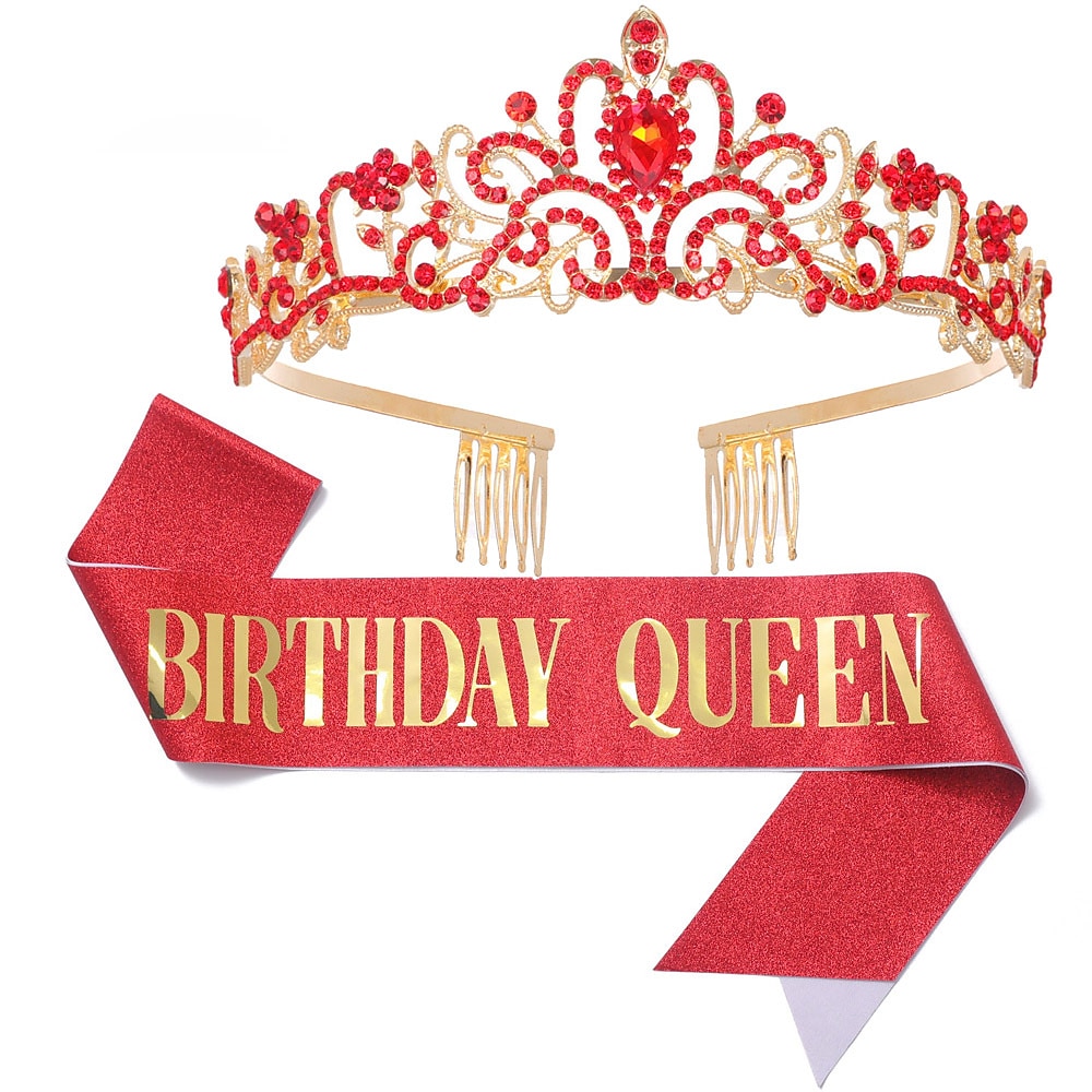 coroana de ziua de nastere & set fete de ziua de naștere, diademe și coroane cu strass pentru femei fete diademă de aur ziua de naștere canapea de aur prințesă diademe coroane regina pentru petrecerea 2025 - $37.99 –P7