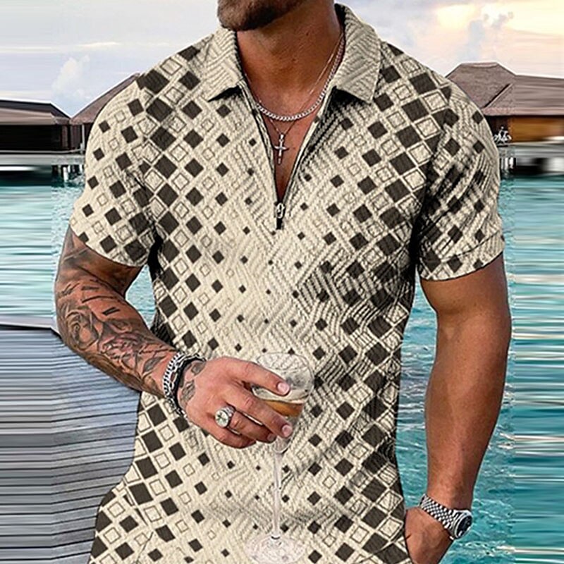 Kentucky-derby Voor heren Ruitjes Hawaiiaanse poloshirts Golfshirt Korte mouw Poloshirt Overhemden met kraag Casual Strand Kleding Vakantiekleding Feestoutfits 3D-afdrukken Polo met kwartrits Wit 2025 - $22.99 –P3