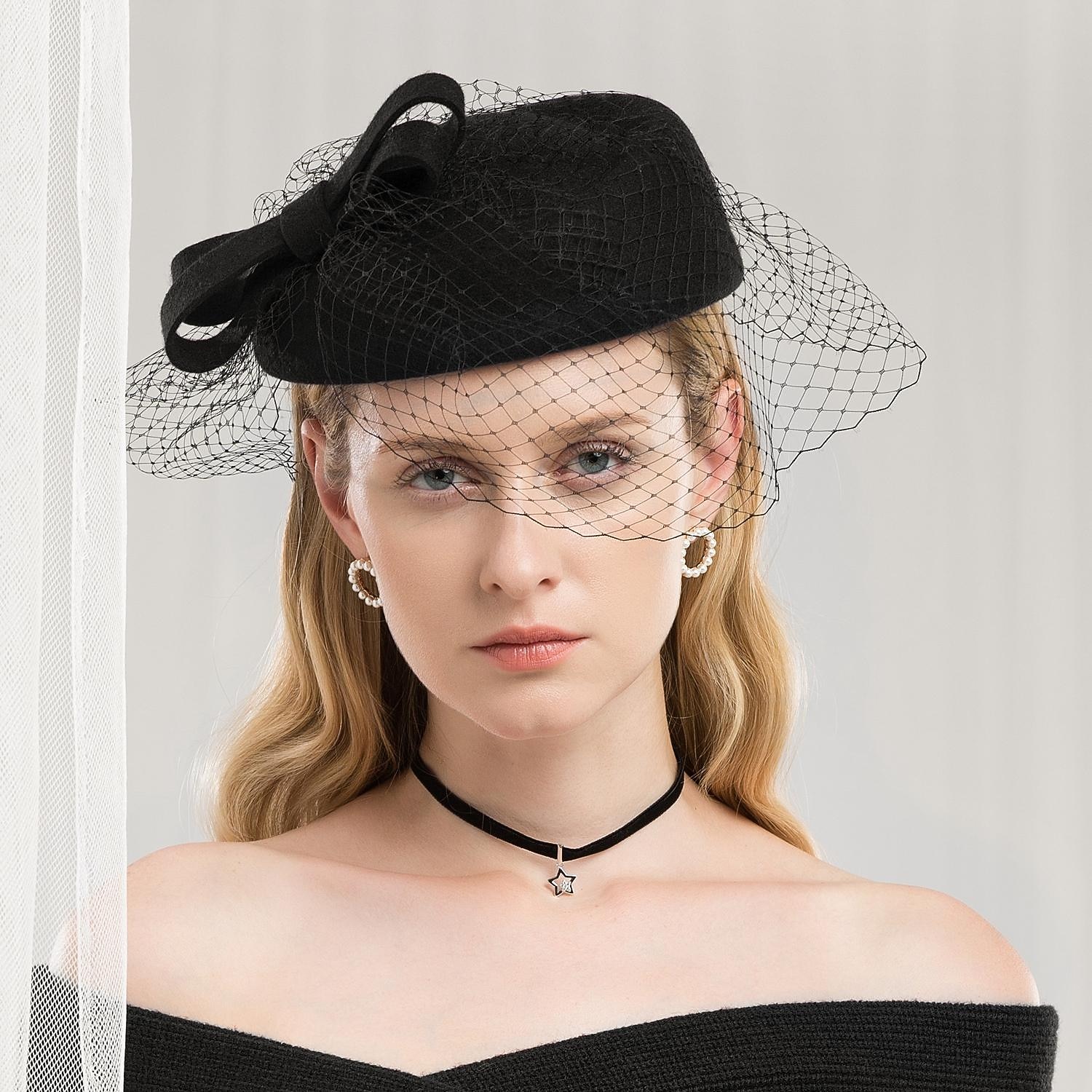 100% Lã Chapéu de Kentucky Derby / Chapéus com Laço 1pç Casual / Roupa Diária Capacete de 2026 por QAR 166.9 –P8