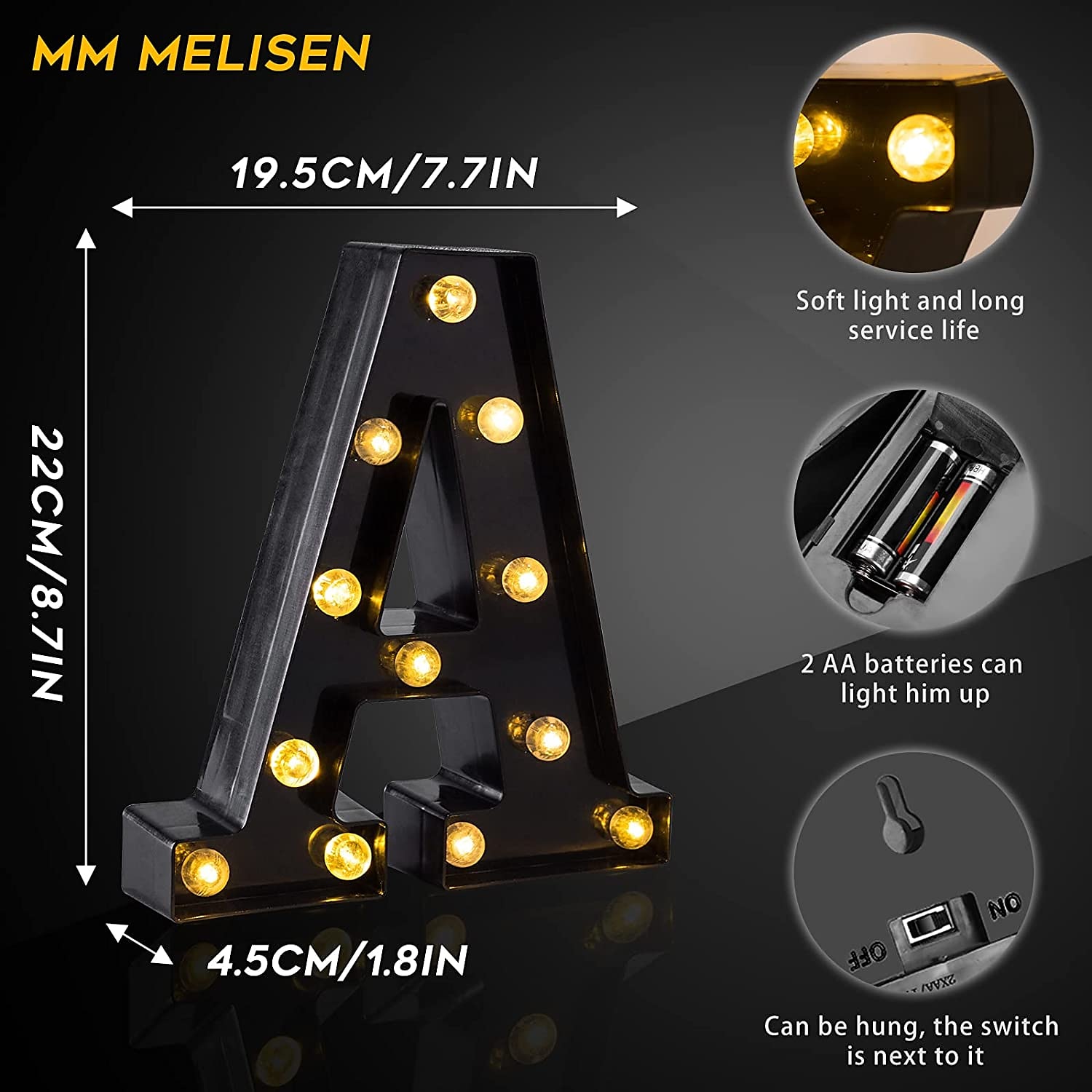 lettere a led luci 26 alfabeto & lampade arabe decorative nere a batteria per feste di matrimonio, compleanno, casa, bar (nero freddo) di nuova concezione del 2025 a $11.99 –P2