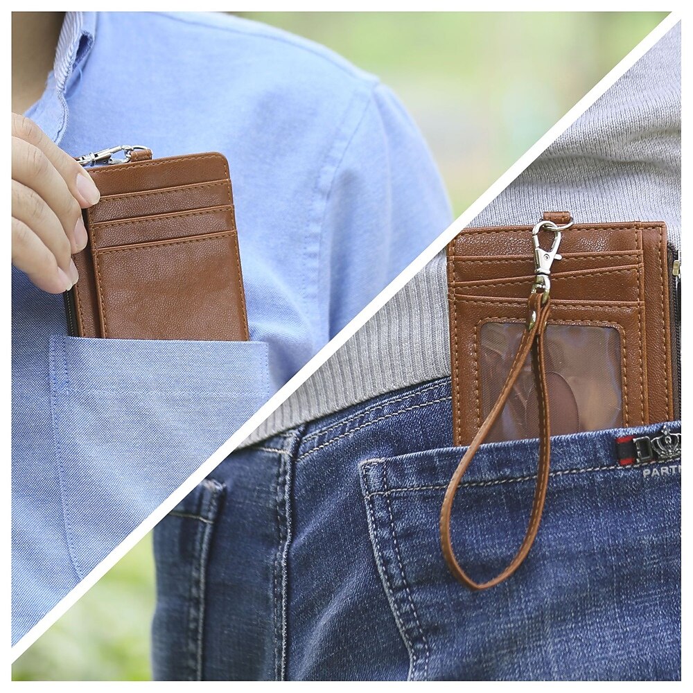 Leather Credit Card Holder Men Women Rfid Business ID Badge Case Porte Bus Card Pass Name Card Cover Slim Wallet With Lanyard 2025 - $18.99 –P17