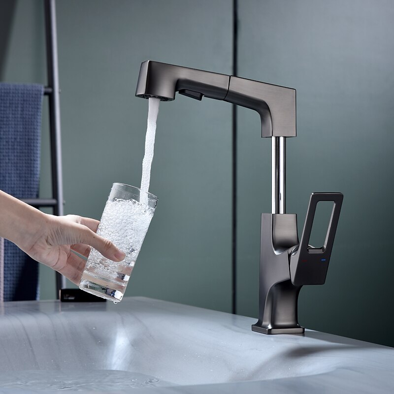 Mitigeur d'évier de salle de bain corps relevable bec verseur à 2 modes, robinet de lavabo en laiton rotatif à 360 ° monté sur le pont, avec robinet de cuve d'eau chaude et froide de 2025 ? $178.99 –P3