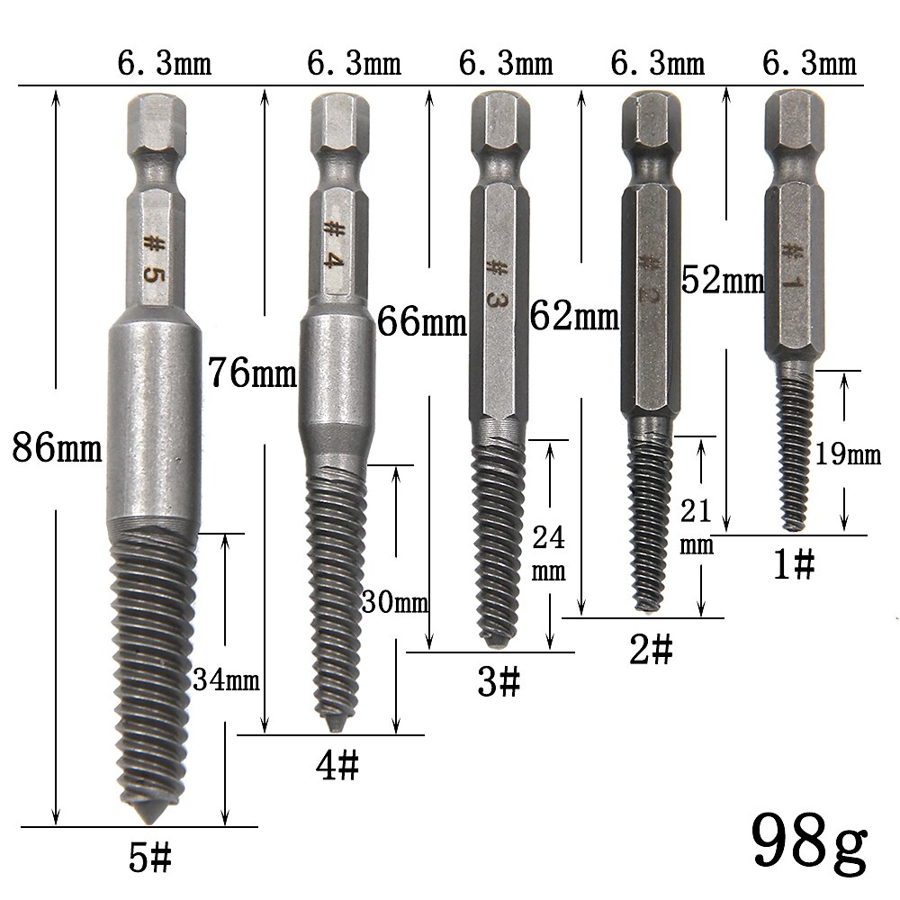 6pc Broken Wire Extractor Screw Extractor Hexagonal Handle Extractor Tool Broken Head Screw To Take Out Broken Wire 2025 - $12.99 –P15