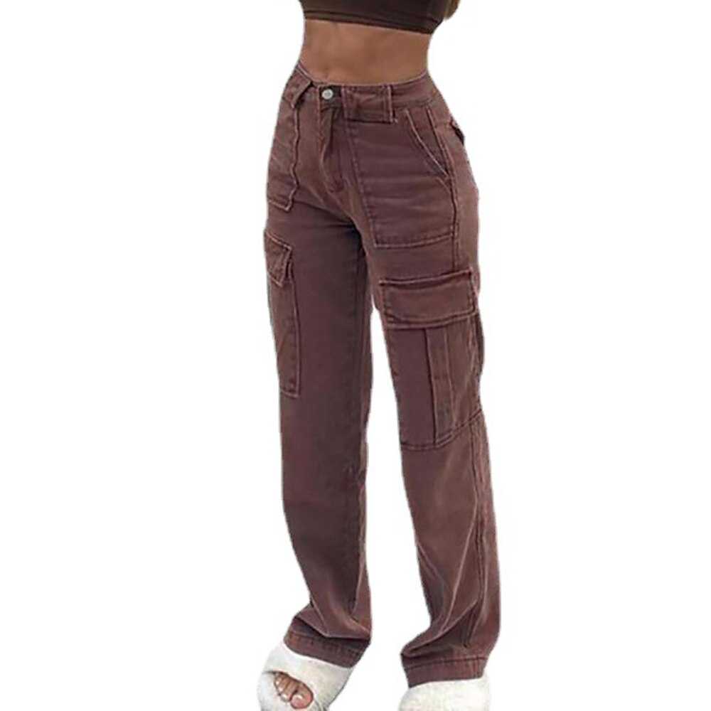 Women‘s Cargo Khaki Pants Trousers Kim Full Length 100% Cotton Baggy Micro-elastic Mid Waist Fashion Casual Weekend Brown S M Summer Spring &  Fall 2023 - US $34.99 –P8