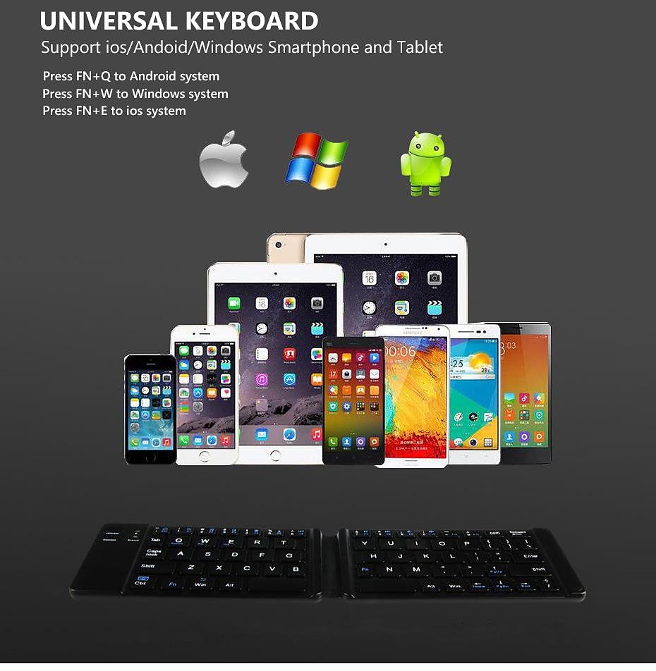 Mini Wireless Bluetooth Folding Keyboard Foldable Wireless Keypad for IOS/Android/Windows ipad Tablet phone 2025 - $28.99 –P2