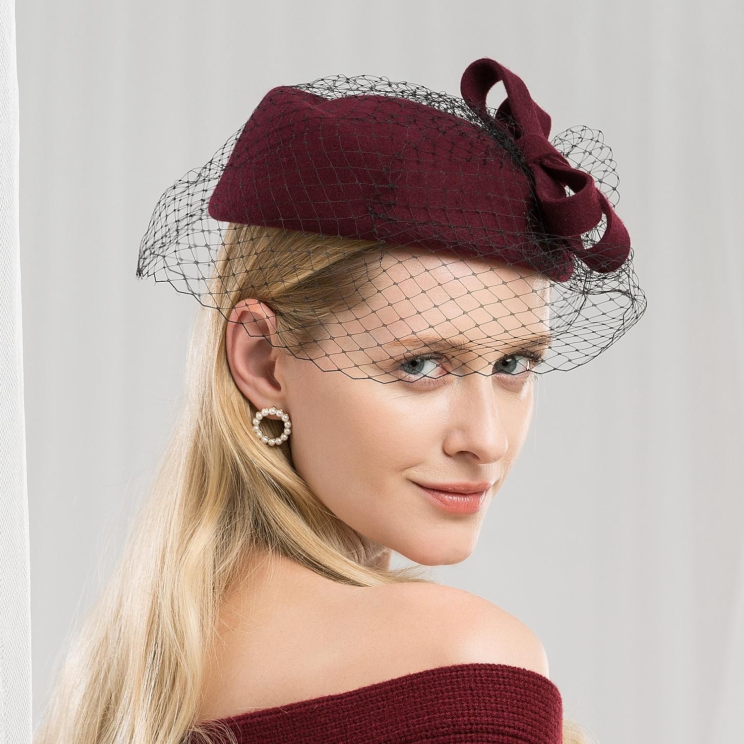 100% Lã Chapéu de Kentucky Derby / Chapéus com Laço 1pç Casual / Roupa Diária Capacete de 2026 por QAR 166.9 –P5