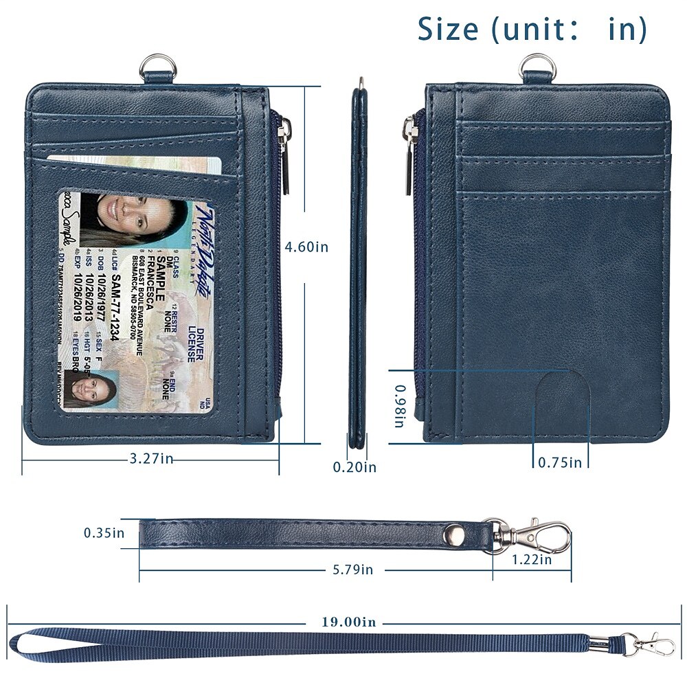 Leather Credit Card Holder Men Women Rfid Business ID Badge Case Porte Bus Card Pass Name Card Cover Slim Wallet With Lanyard 2025 - $18.99 –P5