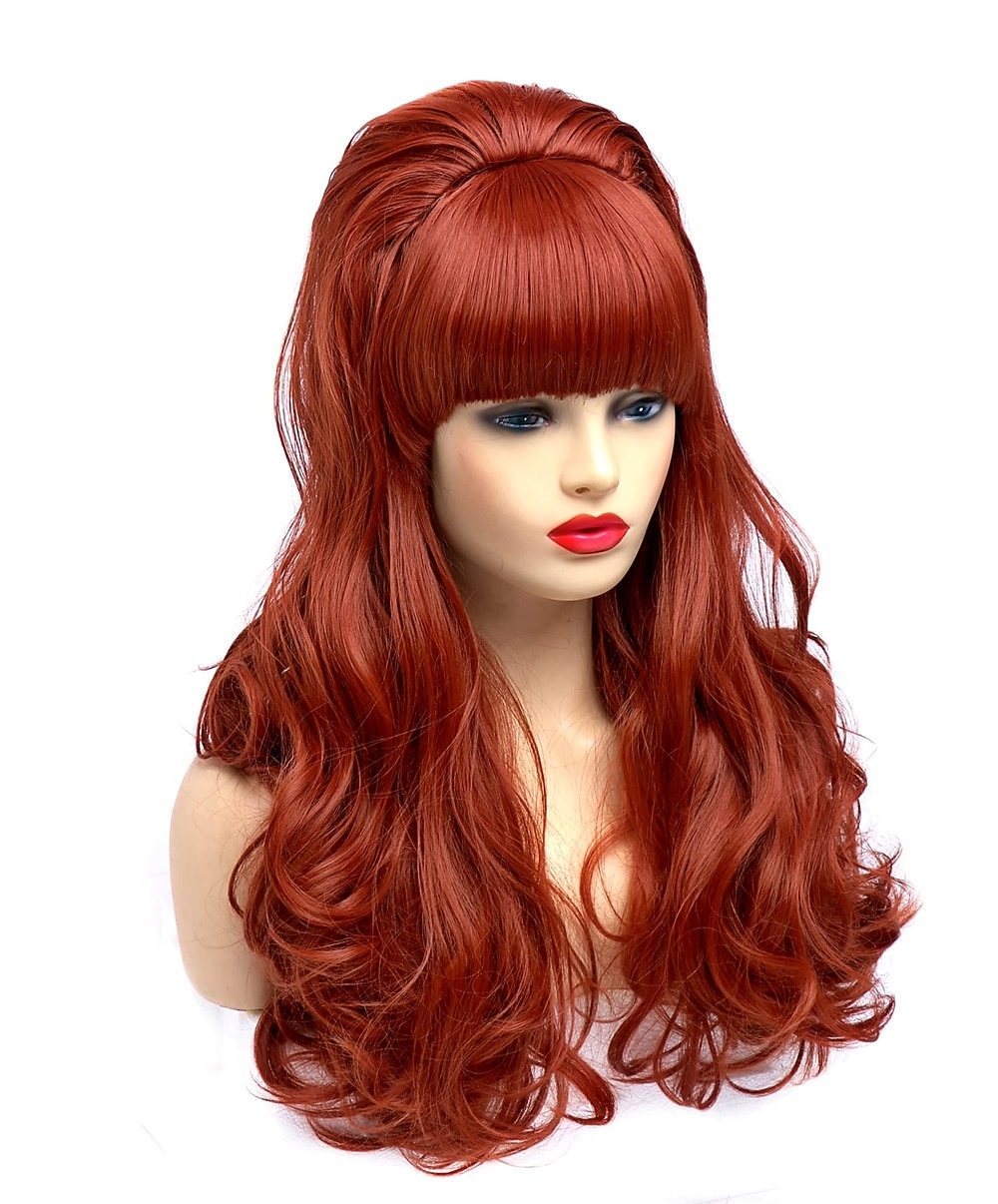 Parrucche a Nido d'Api Parrucca Lunga Ondulata Bionda con Frangia Grande Bouffant per Donne adatta per gli Anni '80 o Festa Parrucche di Halloween del 2025 a $30.99 –P11