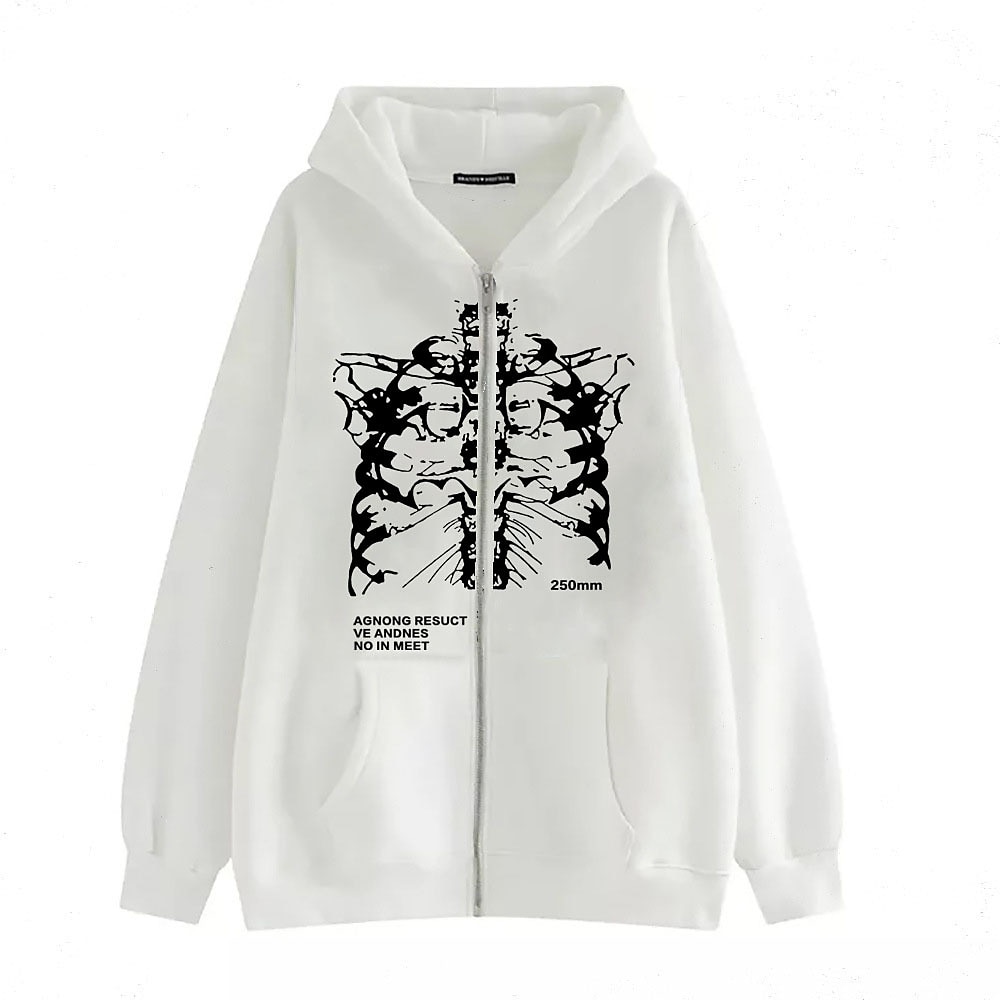 Herr Grafisk Dödskalle Huvtröja Huvtröjor Tröja Huvtröja med dragkedja Långärmad Huvtröja Huva Häftig Sport & Utomhus Streetwear Svartvit Svart Vår Höst Designer 2025 - $27.99 -P2