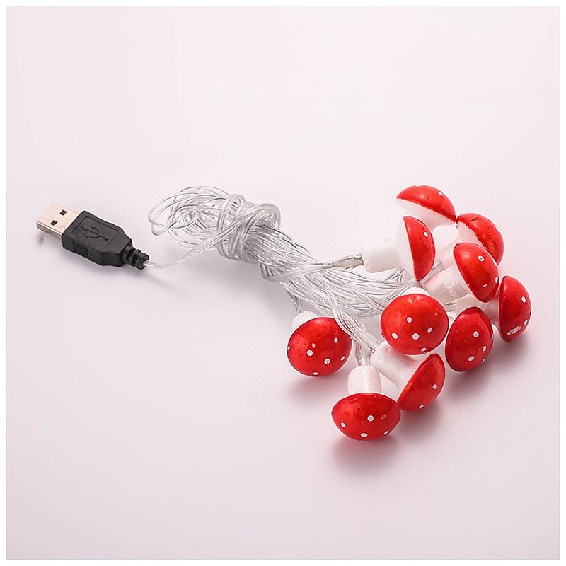 Мushroom Decore эстетические гирлянды для спальни работающие от батареи 1,5 м 10 светодиодов  3 м 20 светодиодов гирлянды венки и подвесные декоры для комнаты стен растений 2026 - $17.99 –P2