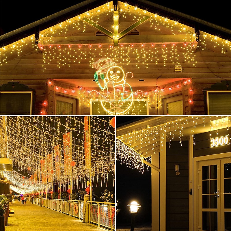 led jégcsap lámpák 3/5m 256 led tündérfüzér lámpa kültéri napelemes függöny lámpák ablakhoz karácsonyi parti kerti udvar ünnepi dekor világítás távirányítóval 2025 - $47.99 –P8