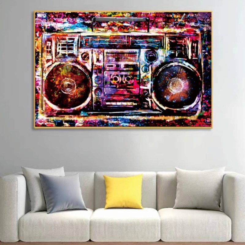 pictura in ulei pictata manual lucrata manual arta stradala radio decorare casa decor panza rulata fara cadru neîntins 2026 - $675.69 –P3