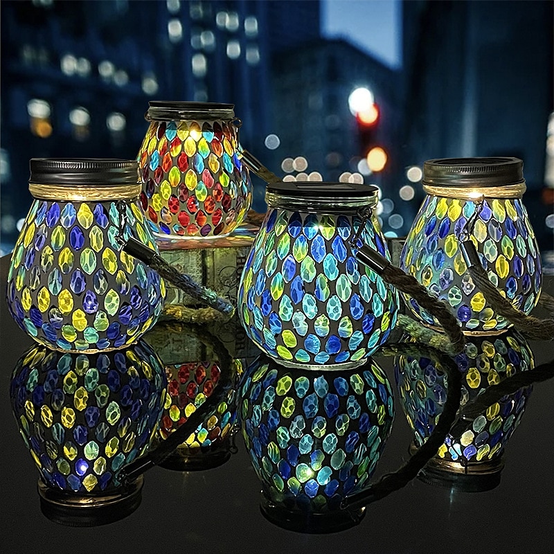 luce solare esterna a mosaico luce di proiezione lanterna appesa luce giardino impermeabile atmosfera luce notturna giardino balcone vacanza prato paesaggio casa decorazione natalizia all'aperto del 2025 a $36.99 –P5