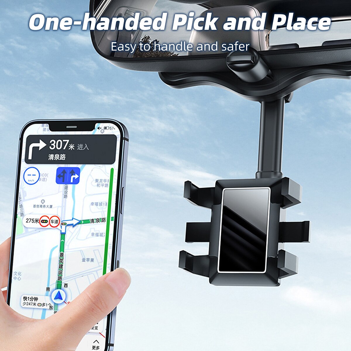 360° Rotate Review Mirror Phone Holder for Car Buckle Type Universal Adjustable Telescopic Car Rotatable Phone Holder for Car Compatible with All Mobile Phone Accessory 2025 - $18.99 –P3