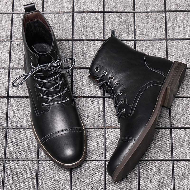 bottines à lacets marron pour hommes – similicuir avec doublure en peluche chaude et semelle antidérapante durable, idéales pour les tenues décontractées d'hiver de 2025 ? $59.99 –P10