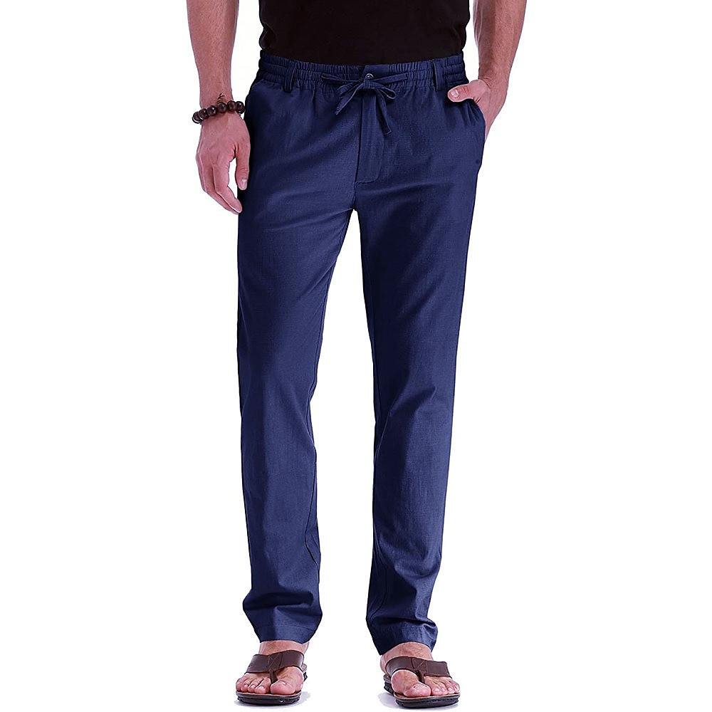 Per uomo Pantaloni di lino Pantaloni Pantaloni estivi Vita elastica Multi tasca Liscio Comfort Traspirante Lunghezza intera Attività commerciale Informale Essenziale Informale Taglia piccola Nero del 2025 a $21.99 –P17