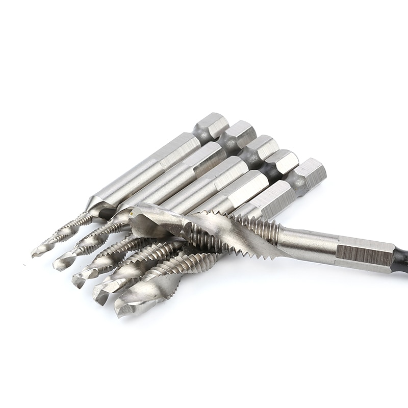 6 stks 1/8-3/8 inch draad hss combinatie boor tap bit set 1/4 inch hex schacht ontbraam verzinkboren 2025 - $18.99 –P7