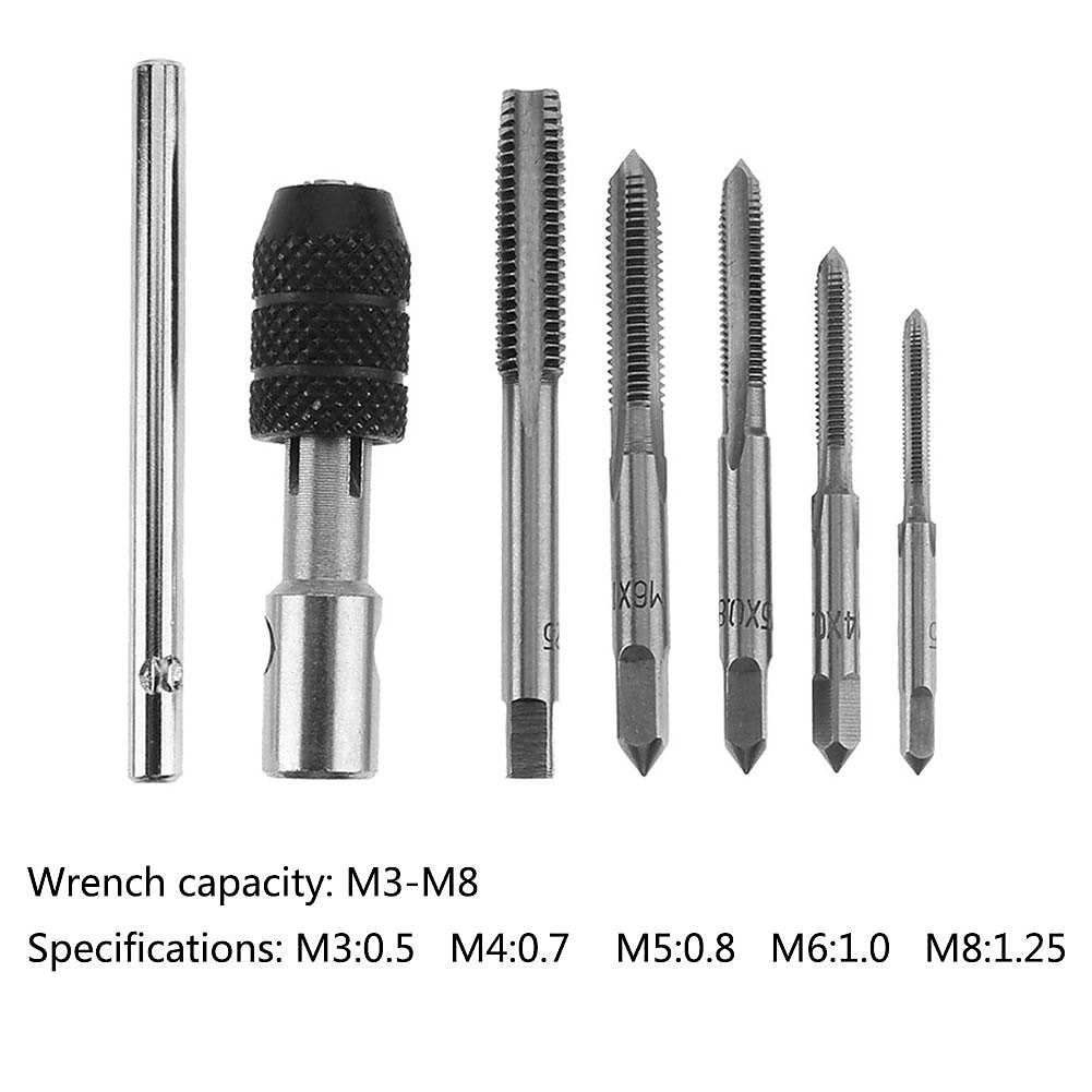 Portable 6pcs T-type Wrench Drill Set Hand Tapping Tools Machine Screw Thread Tap Twist Bit M3/M4/M5/M6/M8 Tap Set DIY Tool 2025 - $7.99 –P3