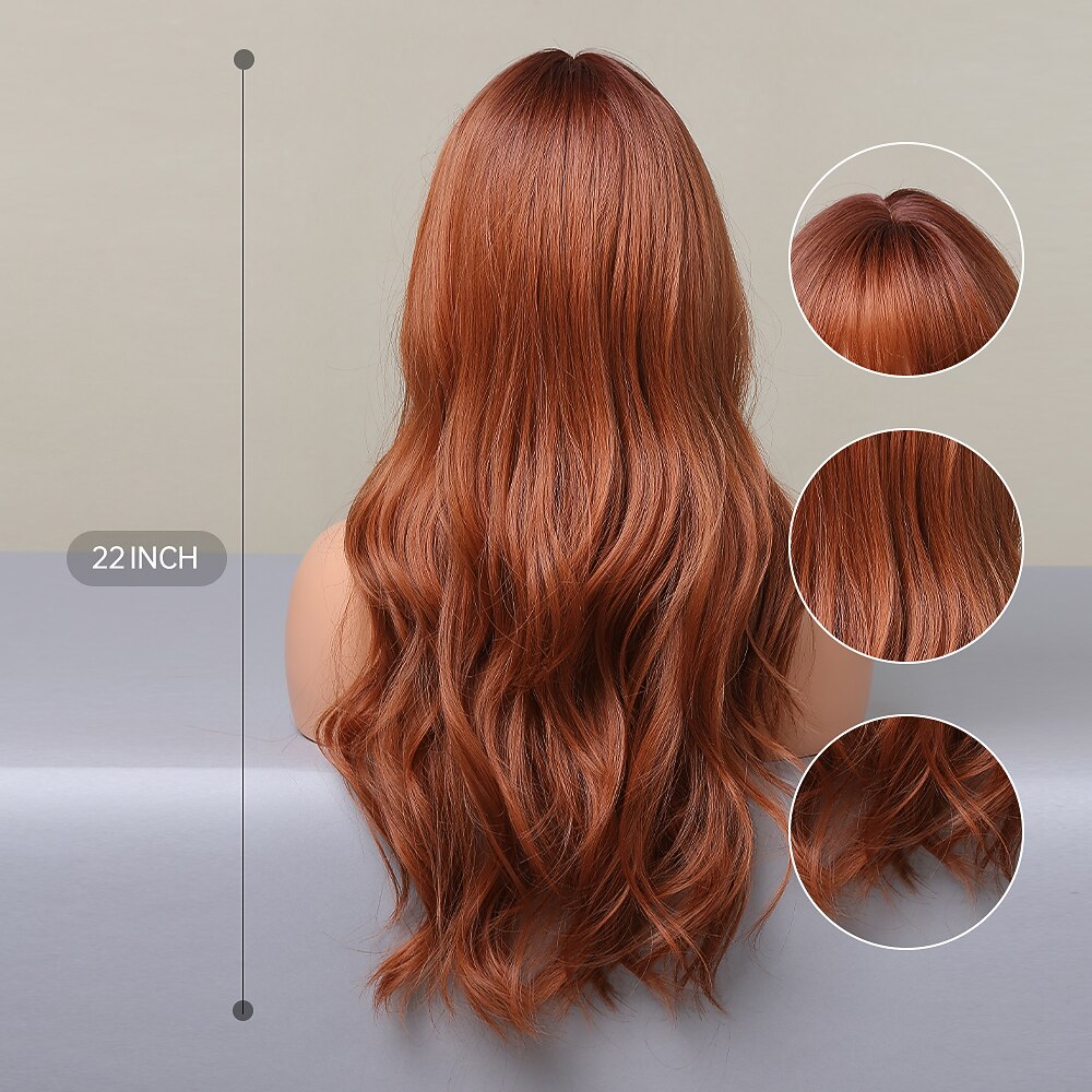 ombre kastanjebruin bruin blond lang golvend pruiken met pony natuurlijk dagelijks haar voor vrouwen kerstfeest pruiken 2025 - $37.99 –P3