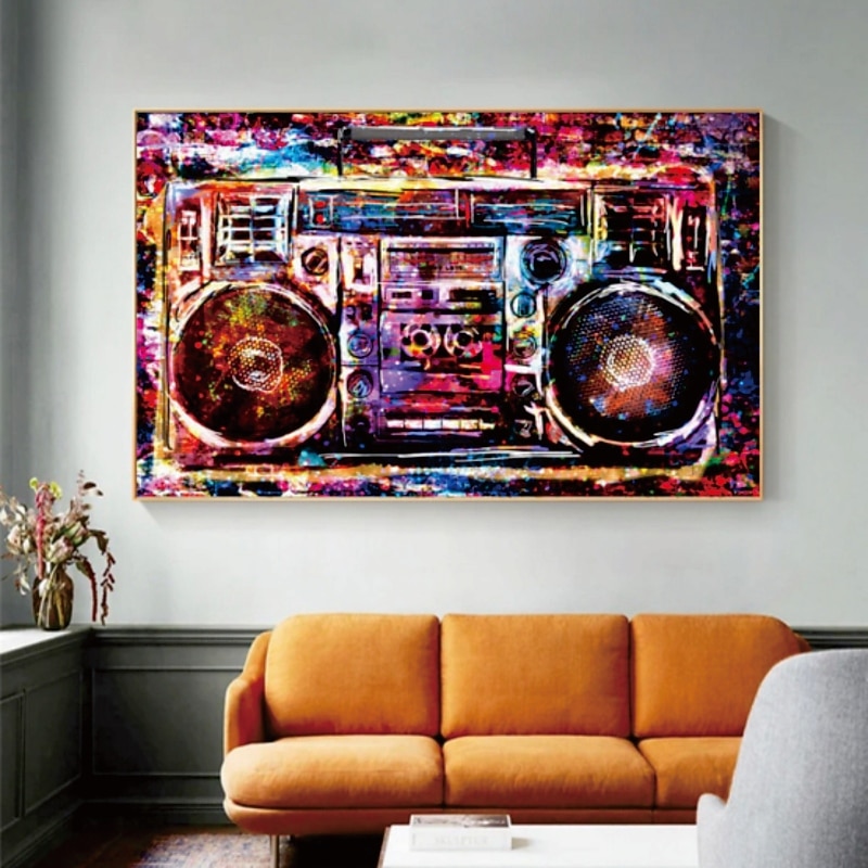 pictura in ulei pictata manual lucrata manual arta stradala radio decorare casa decor panza rulata fara cadru neîntins 2026 - $675.69 –P4