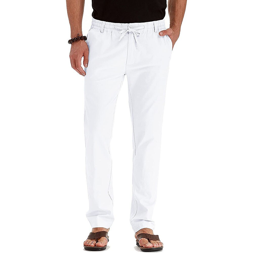 Per uomo Pantaloni di lino Pantaloni Pantaloni estivi Vita elastica Multi tasca Liscio Comfort Traspirante Lunghezza intera Attività commerciale Informale Essenziale Informale Taglia piccola Nero del 2025 a $21.99 –P7