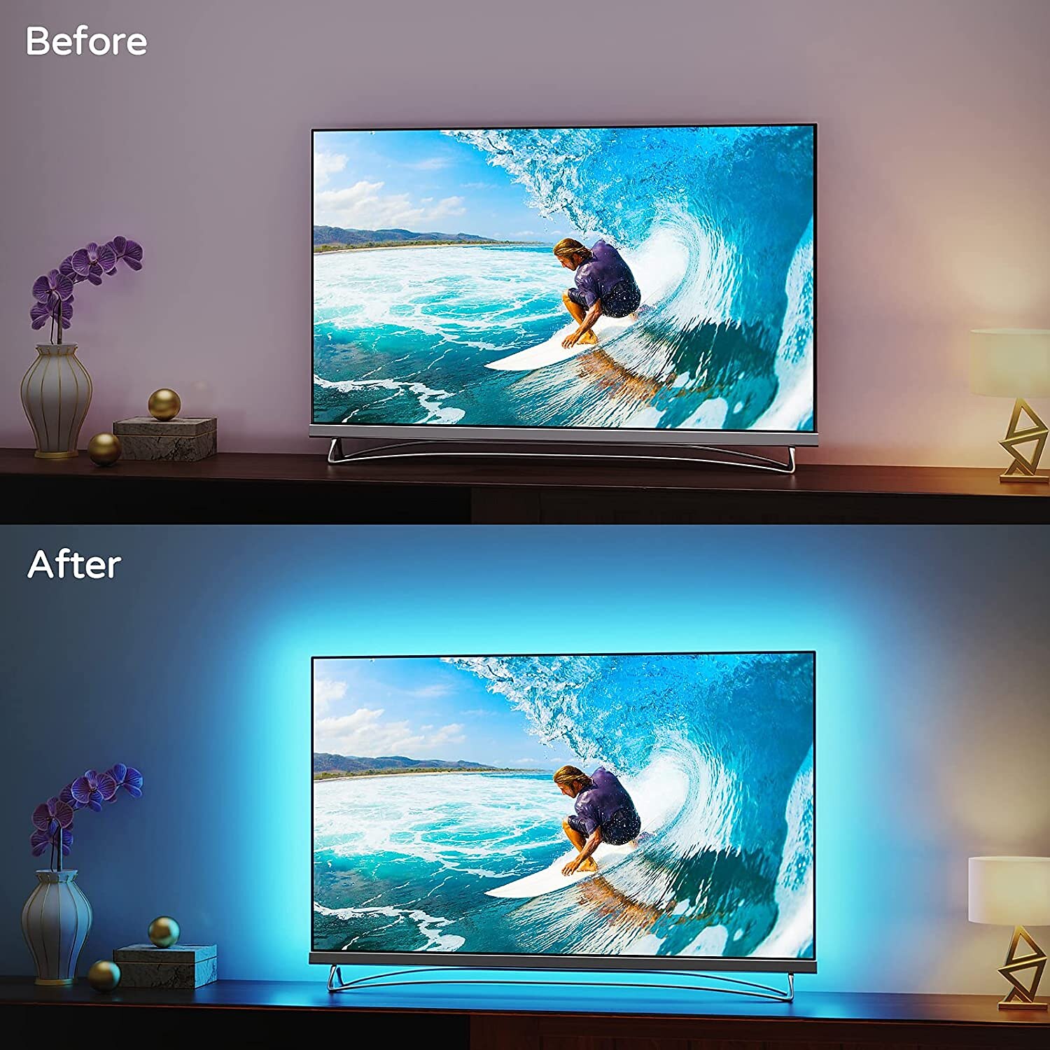Bande lumineuse LED étanche avec télécommande, bandes lumineuses USB RVB multicolores, synchronisation de la musique Bluetooth, changement de couleur pour le rétroéclairage du téléviseur, la chambre, la cuisine, la fête et la décoration extérieure de 2025 ? $12.99 -P13
