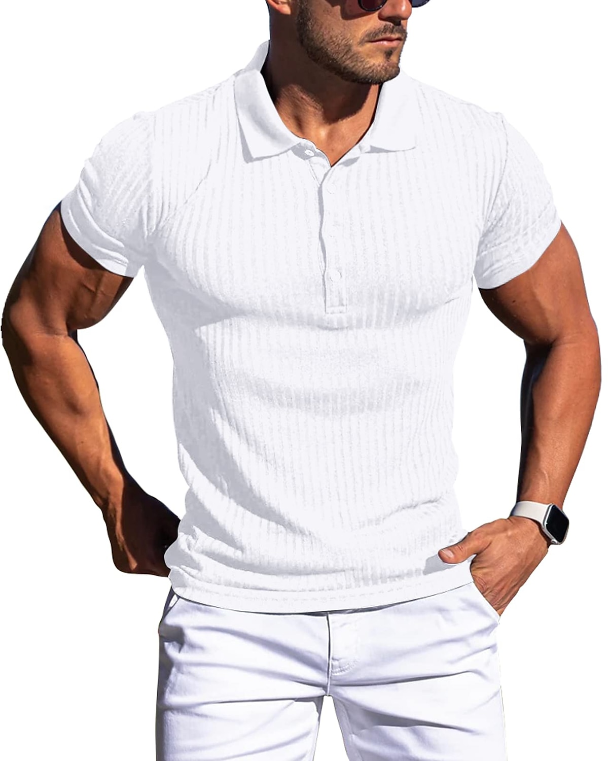 Voor heren Golfshirt gebreide polo Casual Dagelijks Polo kraag Klassieke boord Korte mouw Zakelijk Klassiek Effen Kleur Effen Knoop voorzijde Zomer Lente Herfst Normale pasvorm Zwart Wit Rood 2025 - $17.99 –P1