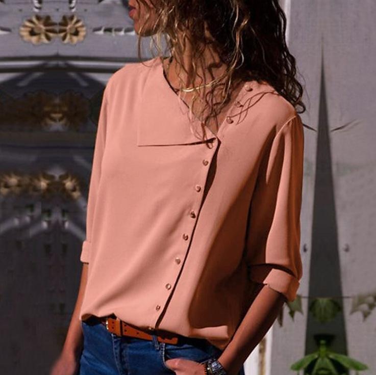 Pentru femei Cămașă Bluză Negru Alb Galben Simplu Buton Manșon Lung Casual Zilnic De Bază Afacere Elegant În V Regulat Bumbac S 2025 - $5.99 –P1