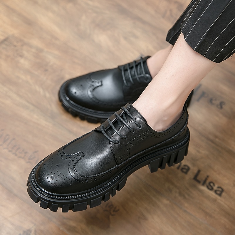 pánská robustní podrážka hnědé boty z umělé kůže – stylový vintage oxford design s odolným běhounem pro běžné i formální nošení 2025 - $59.99 –P13