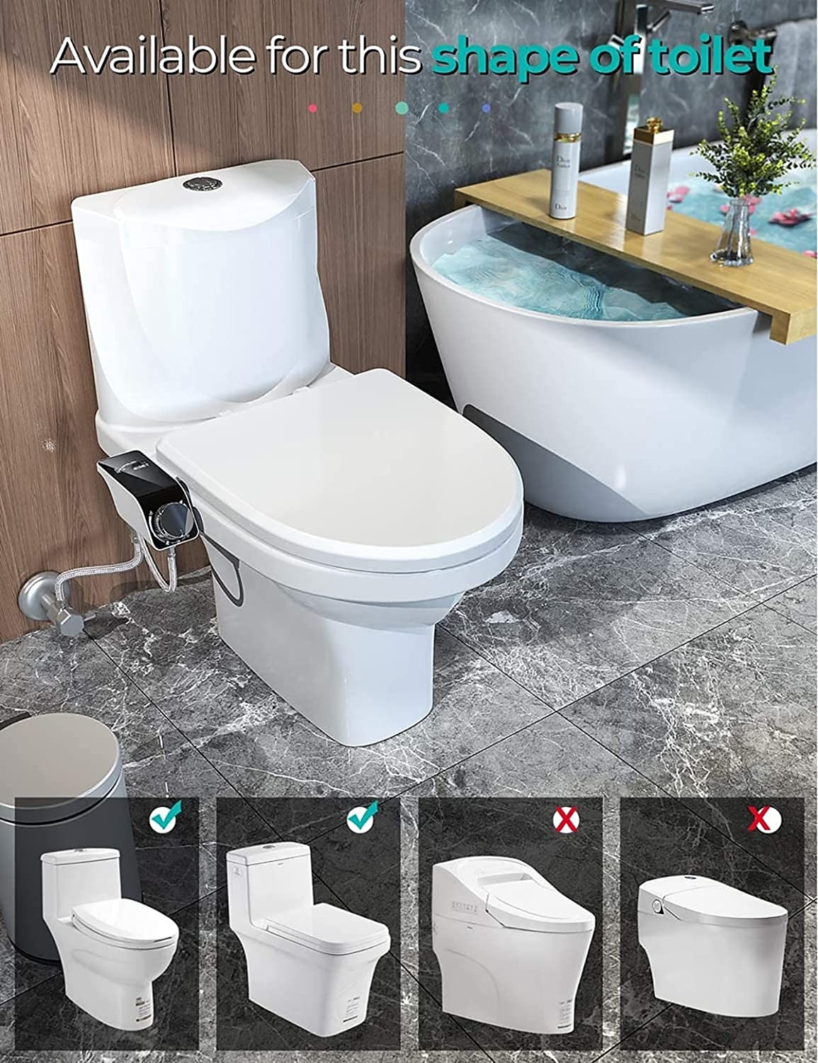 2025年 トイレ用ビデ アタッチメント - セルフ クリーニング デュアル ノズル、非電気ビデ、圧力制御付き温水ビデ スプレー  コレクション – $48.99 –P5
