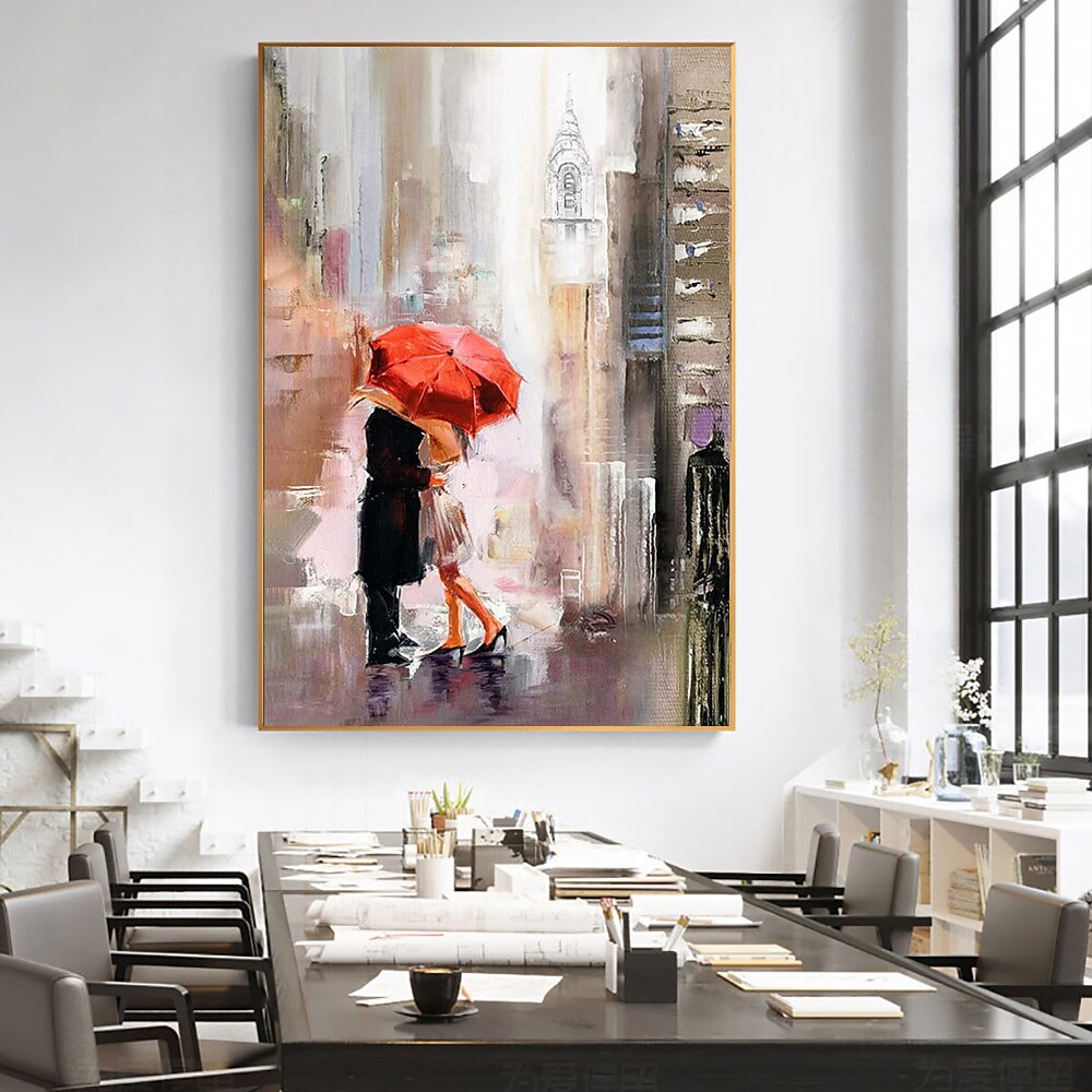 Peinture à l'huile faite à la main toile art mural décoration vue sur la rue décor à la maison roulé sans cadre peinture non étirée de 2025 ? $100.99 –P4